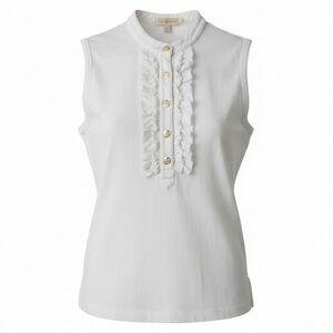 Tory Burch White Ruffle Button Blouse